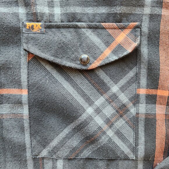 DIXXON x FOX Flannel Form Function Snap Shirt Long Sleeve Black Orange - Picture 6 of 10